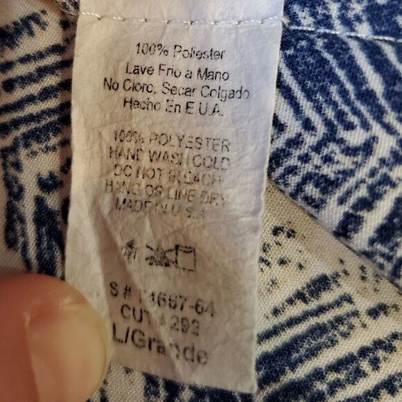 🔸️Poema Blue & Cream Brushed Chevron Print Sleeveless Top Large - Picture 11 of 11